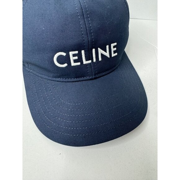 NWT Celine Baseball Cap in Cotton Marine Blue Logo-Embroidered Size Small - Picture 4 of 15